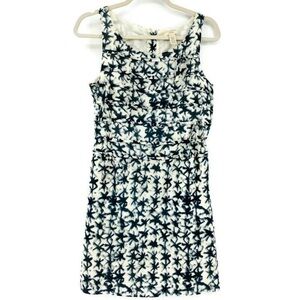 J. Crew Blue Star Print Silk Cotton Blend Layered Midi Dress - Women's Size 4